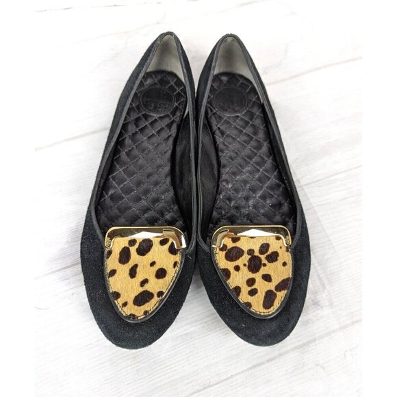 Tory Burch Suede & Calf Hair Cheetah Flats - Sz 6 - Picture 1 of 10